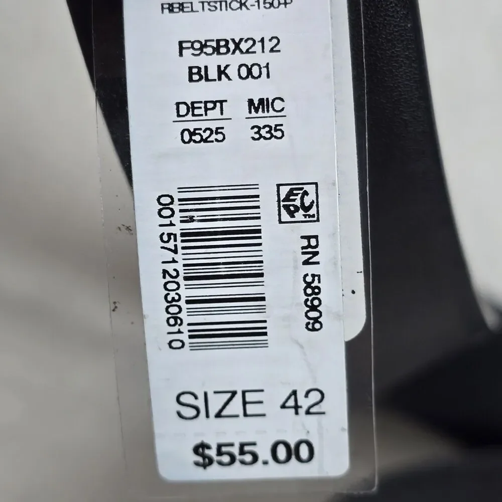 Daniel Cremieux Worn Black Italian Full Grain Leather Dress Belt - Men's Size 42